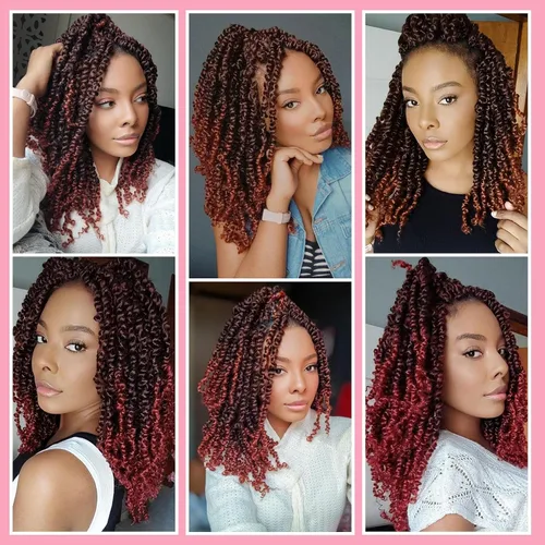 Miniatura 7 de Fulcrum Cabello Passion Twist de 10 pulgadas, 8 paquetes de cabello de ganchillo Passion Twist para mujeres negras, cabello pretrenzado de ganchillo