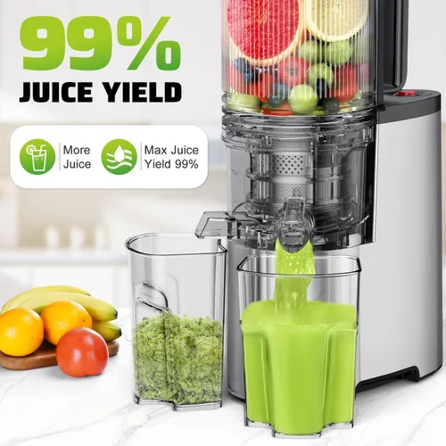 Miniatura 6 de EanOruus Exprimidor de prensa en frío, máquina extractor de jugo de canal de alimentación de 5.8 pulgadas de ancho con 400 W, alto rendimiento
