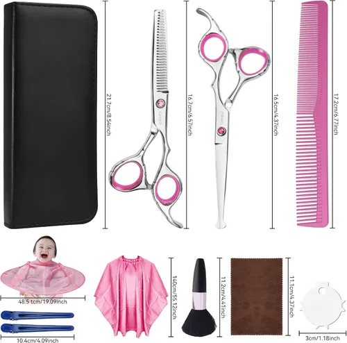 Miniatura 6 de Kit de tijeras de corte de pelo de punta redonda de seguridad para niños, hombres, mujeres y uso en salones, tijeras profesionales de peluquería