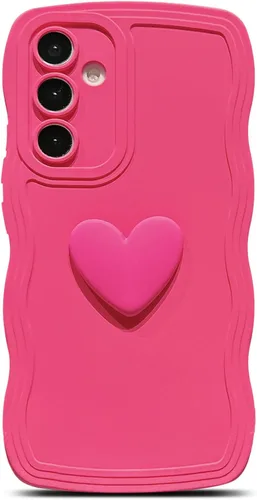 Miniatura 24 de Funda para Samsung Galaxy S22 para mujer, linda funda Kawaii 3D Love Heart color sólido rizado ondulado lente de cámara cubierta a prueba de golpes