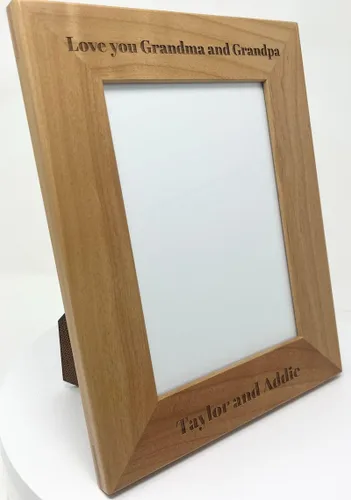 Miniatura 2 de Marco de fotos de madera de aliso natural para colgar o de mesa, para añadir texto personalizado (vertical de 4 x 6 pulgadas)
