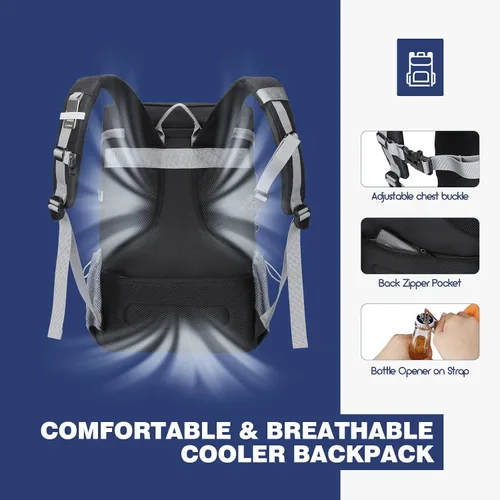 Miniatura 5 de Mochila enfriadora Maelstrom - Bolsa de almuerzo aislada suave a prueba de fugas para 35/50 latas, ideal para acampar, playa, senderismo y compras