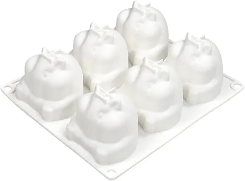 Miniatura 7 de Molde de silicona 3D para pastel de mousse, molde de silicona con forma de animal de hámster, 6 cavidades, molde de silicona flexible de fácil