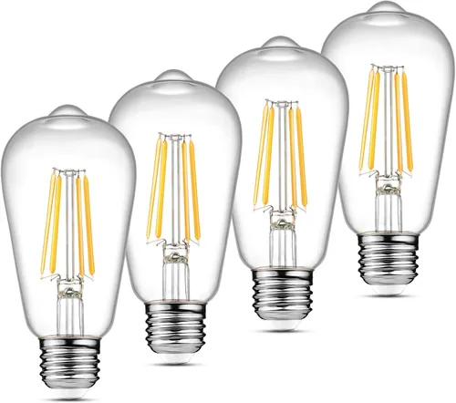 Miniatura 11 de Ascher - Bombillas LED Edison vintage, 6 W, equivalente a 60 W, no regulables, blanco cálido 2700 K, bombillas de filamento LED antiguas ST58