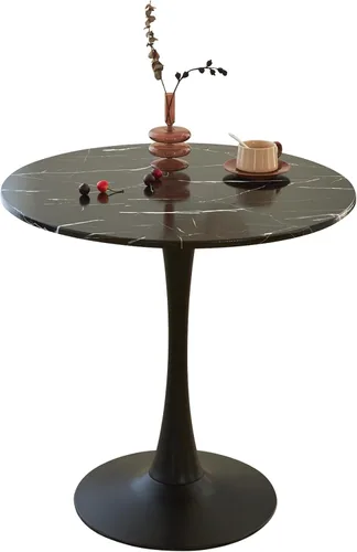 Miniatura 22 de Mesa de Comedor Tulip Redonda para 2, Mesa Moderna de Mediados de Siglo con Pedestal de Metal Resistente para Cocina, Bistró, Café, Ocio