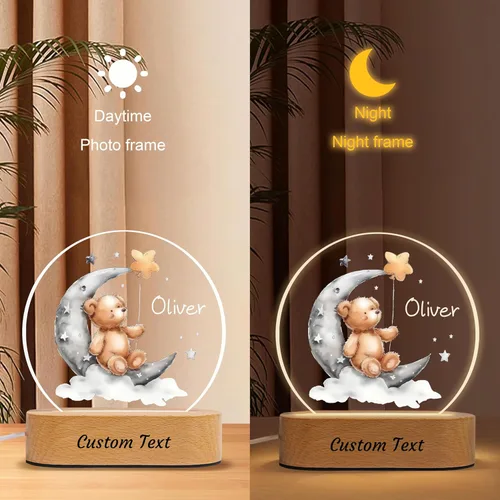 Miniatura 9 de Luz nocturna personalizada para niños, regalos de bebé personalizados para niños y niñas, recién nacidos, letrero de decoración de habitación