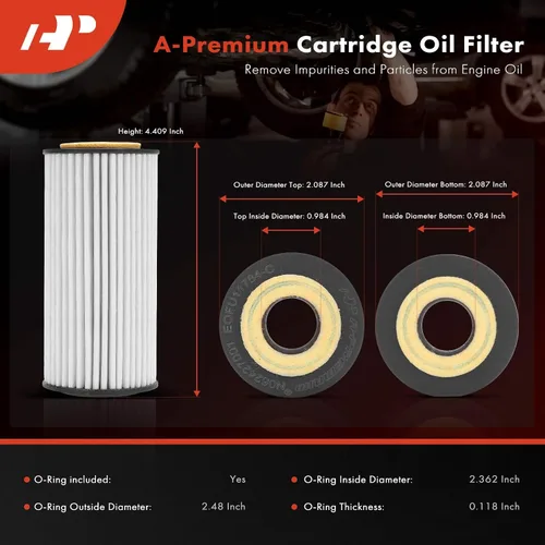 Miniatura 2 de A-Premium Filtro de aceite de protección mejorada de 20 mil millas compatible con modelos Volkswagen, Audi y Porsche - Jetta, Passat, Golf, Tiguan