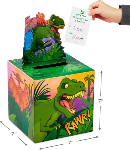 Miniatura 3 de Hallmark Tarjetas de dinosaurio para el día de San Valentín para niños con buzón desplegable para intercambio en el aula