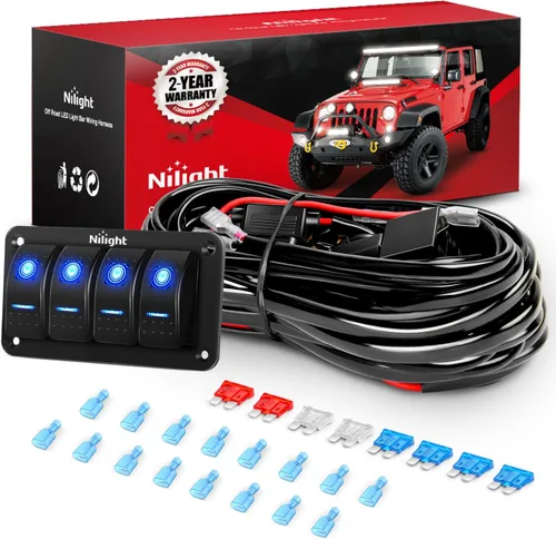 Miniatura 13 de Nilight Kit de arnés de cableado de barra de luz LED de 16 AWG de 12 V de encendido/apagado, interruptor basculante de 2 cuadras, panel de relé