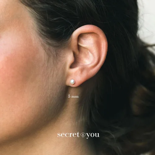 Miniatura 2 de Aretes de perlas para mujeres y niñas. Perlas cultivadas en agua dulce con forma de botón Secret & You Soportes de plata de ley 925 Disponible