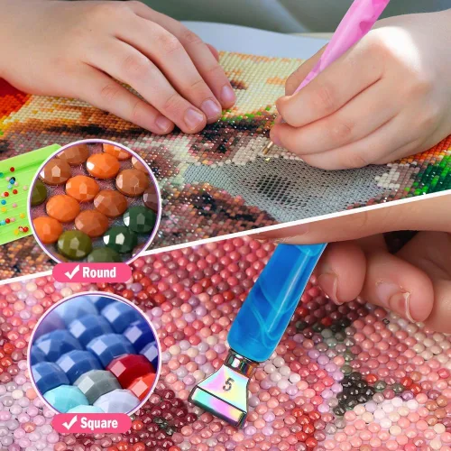 Miniatura 5 de Sttargxing Kit de 28 bolígrafos de pintura de diamante, 13 puntas de acero inoxidable con 12 arcilla, accesorios de pintura de diamante 5D, repuesto