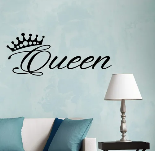 Miniatura 4 de Adhesivos de vinilo para pared, decoración de dormitorio, palabras, reina, letras inspiradoras, corona, 2033ig (22.5 x 9 pulgadas)