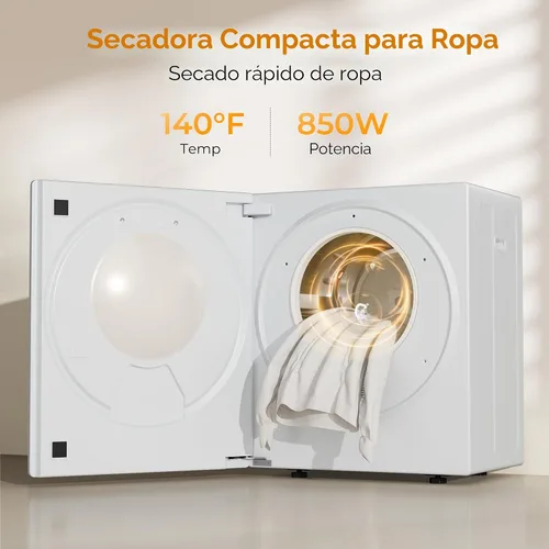 Miniatura 3 de EUHOMY Secadora de ropa portátil de 1.5 pies cúbicos, secadora compacta de 850 W con manguera de escape, acabado espejo, panel táctil LCD, 4 modos