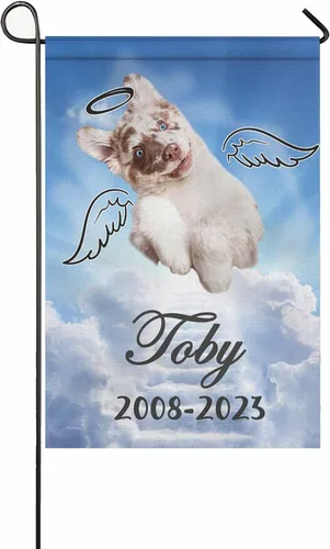 Miniatura 12 de Bandera conmemorativa personalizada para perros, banderas personalizadas con nombre de foto de mascota perdida, conmemoración para perros, Bandera