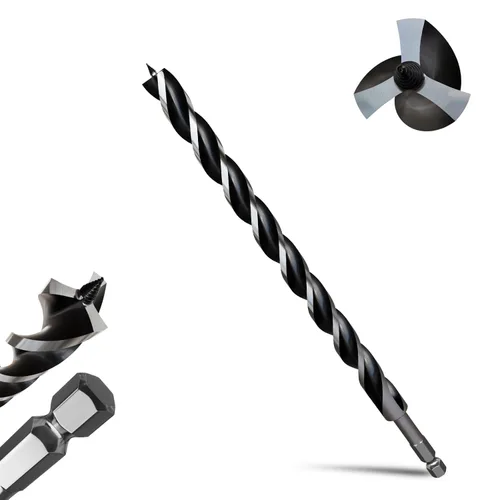 Miniatura 11 de 8 brocas profesionales de 12 pulgadas de largo para madera con vástago hexagonal de cambio rápido de 1/4 pulgadas (1/4-7/8 pulgadas), diseño de 3