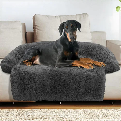 Miniatura 23 de Cama calmante para perro, tapete de felpa esponjoso para perros con protector de muebles con funda extraíble lavable para perros y gatos grandes