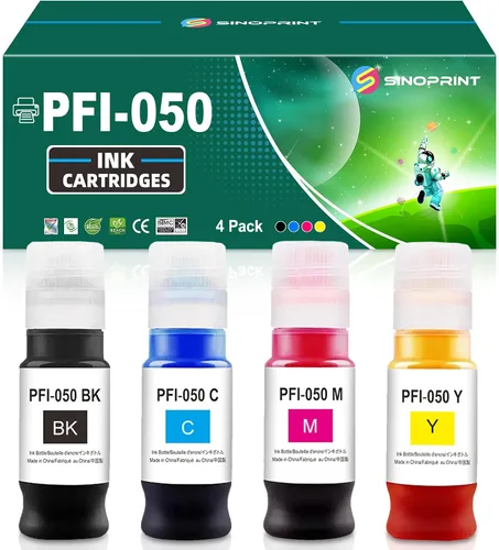 PFI-050 - Juego de depósitos de tinta de pigmento remanufacturado para Canon PFI-050 PFI050 PFI 050 botella de tinta compatible con Canon