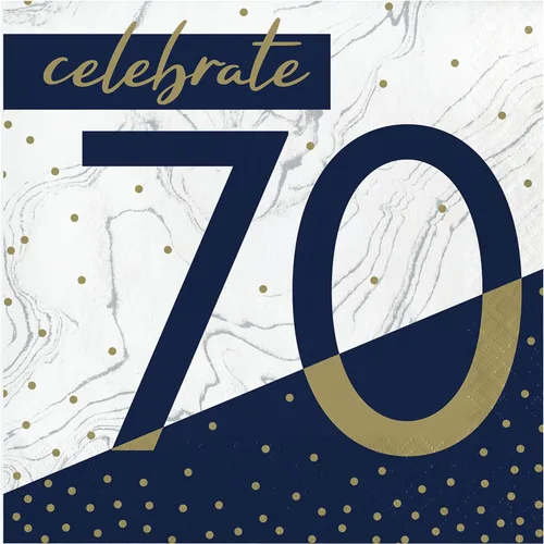 Miniatura 5 de Trendware Servilletas de cumpleaños número 18 azul marino y dorado, 48