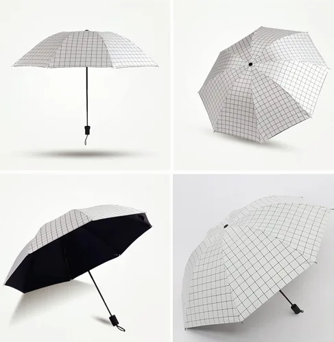 Miniatura 8 de URAWESO Plaid Parasol Sun Protection UV Blocking Compact Folding Travel Umbrella for Walking