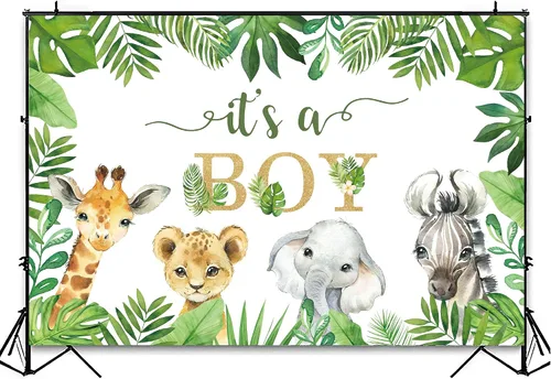 Miniatura 3 de Decoraciones de telón de fondo de safari para baby shower, temática de animales de la selva, suministros de pancarta de fondo para bebé, temática