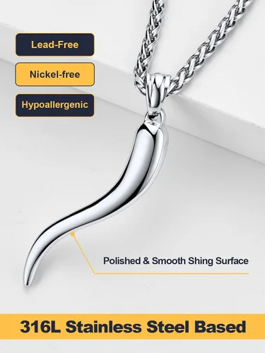 Miniatura 4 de U7 Italian Horn Necklaces,Stainless SteelBlack18K Gold Plated Talisman Horn Pendant, Italy Amulet Charm Necklaces Protection Jewelry for Men Women