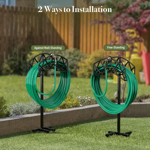 Miniatura 4 de Winpull Soporte para Manguera de Jardín Desmontable de Metal Resistente Colgador de Manguera de Agua, Estante Soporte de Almacenamiento de Manguera