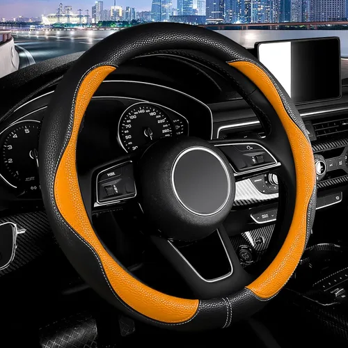 Miniatura 10 de SuperKaKa Funda Universal para Volante de Coche en Gris y Negro 2025, Protector de PU Cómodo, Antideslizante y Transpirable de Imitación de Cuero