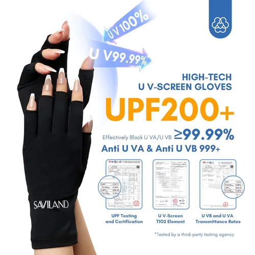 Miniatura 2 de SAVILAND Guantes UV para uñas: guantes profesionales UPF200+ U V para manicura de gel, anti UVA y UVB 999+ guantes para lámpara de uñas de gel
