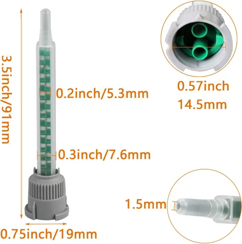 Miniatura 4 de 20 piezas de boquilla de mezcla de adhesivo epoxi, punta de mezclador de resina, aplicador de pistola adhesiva para 1.7 fl oz/1.7 oz (relación 1:1)