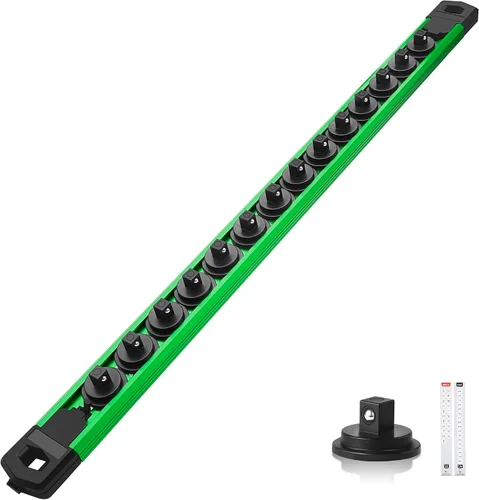 Miniatura 12 de Reniteco Juego de organizador de enchufes magnéticos, 3 piezas de 1/2 pulgada 3/8 pulgadas 1/4 pulgadas de aleación de aluminio con 40 clips Negro