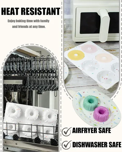 Miniatura 5 de Moldes de gelatina, 3 moldes de silicona estriados para pasteles, moldes de silicona antiadherentes de 6 cavidades para cupcakes, donas, magdalenas