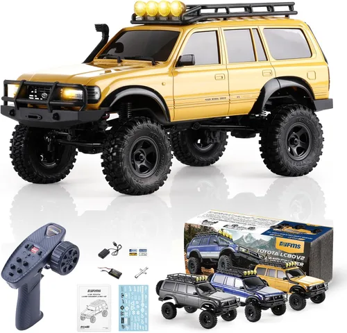 FMS 1/18 FCX18S Toyota Land Cruiser LC80 S Crawler con licencia oficial, camión de roca RC 4WD, 2.4 GHz con batería de 900 mAh y luces LED, camión