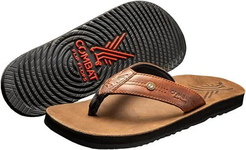 Miniatura 2 de Combat Flip Flops Chanclas para hombre AK Brown Leather Ergo - Malas para correr, peor para luchar