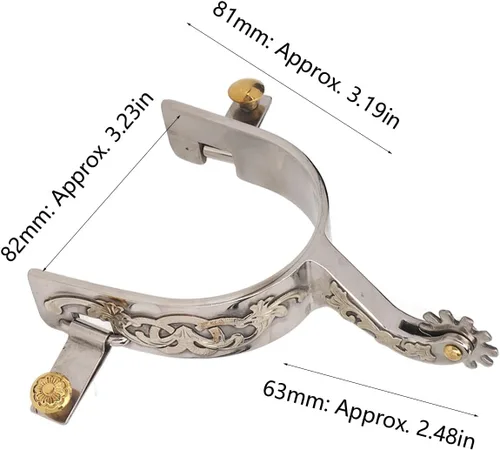 Miniatura 7 de Zerodis Espuelas de caballo de acero inoxidable para vaqueros occidentales con engranaje giratorio para equitación entusiasta ecuestre simple