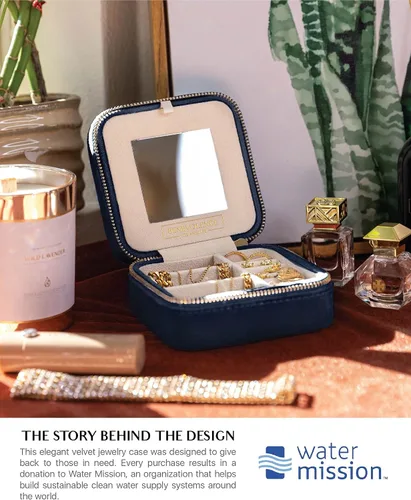 Miniatura 6 de Joyero de viaje de terciopelo caja organizadora de joyas de viaje estuche para joyas de viaje joyero pequeño para mujer estuche de viaje para joyas