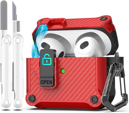 Miniatura 70 de R-fun - Funda para audífonos compatible con AirPods de 4.ª generación 2024, cubierta protectora de expulsión automática a prueba de caídas, puerto