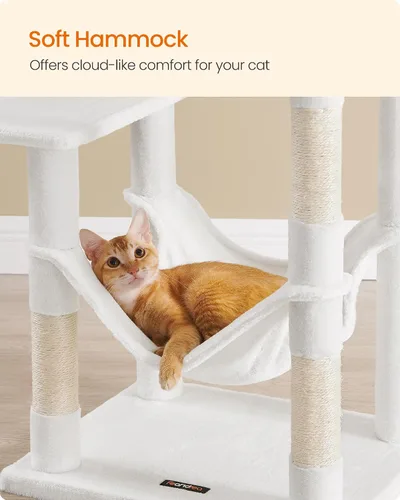 Miniatura 4 de Feandrea - Árbol para gatos de varios niveles para interiores, torre para gatos tipo condominio con 4 postes para rascar, 2 posaderos, hamaca