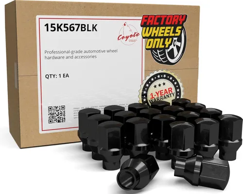 Wheel Accessories Parts 20 tuercas de llanta estilo ET OEM de 9/16"-18 roscas de 1.77 pulgadas de largo, color negro 7/8" 0.866 in 6036433AA |