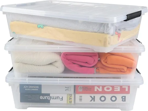 3 paquetes de 40 cuartos de galón de caja de almacenamiento grande debajo de la cama, contenedores de almacenamiento con ruedas debajo de la cama,