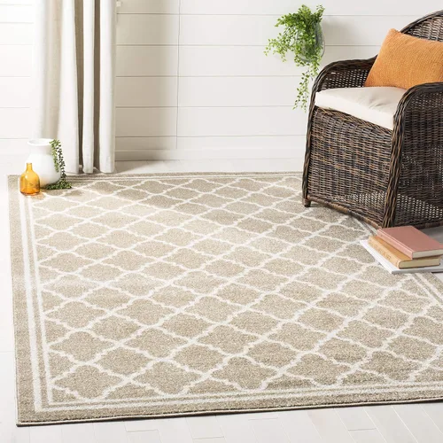 Miniatura 20 de Safavieh Amherst Collection AMT422B - Alfombra para interiores y exteriores, color gris claro y beige Azul marino/beige