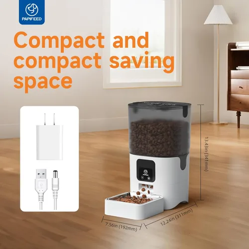 Miniatura 9 de PAPIFEED Comedero automático WiFi 5G: dispensador automático inteligente de comida para gatos con modo de alimentación lenta, desmontable para una