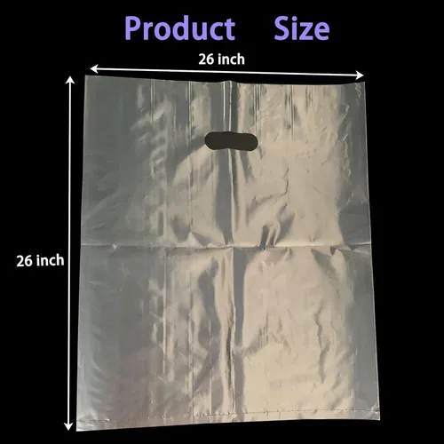 Miniatura 2 de Paquete de 50 bolsas de plástico transparente extra grandes de 26 x 26 pulgadas con asas, feria comercial, recuerdos de fiesta y múltiples ocasiones