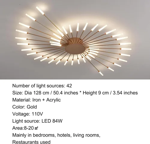 Miniatura 7 de Lámpara de techo LED moderna, con forma de flor de 42 cabezales, accesorios de iluminación para sala de estar, lámpara de montaje empotrado