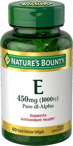 Nature's Bounty Cápsulas blandas de vitamina E de 1000 UI, apoya la salud antioxidante y el sistema inmunológico, 1 porción por día, sin gluten, 60