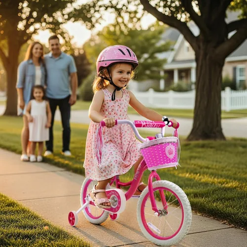 Miniatura 6 de Bicystar - Bicicleta para niñas de 12, 14, 16 pulgadas para bebés de 2 a 5 años, bicicleta infantil princesa con ruedas de entrenamiento, cuadro