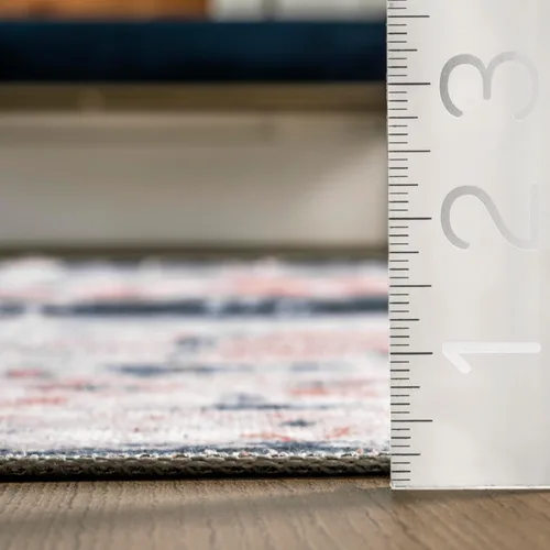 Miniatura 2 de nuLOOM Evette Navy - Alfombra de área lavable a máquina y resistente a las manchas con parte trasera antideslizante, de perfil bajo para sala