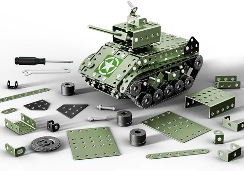 Miniatura 4 de Lucky Doug Juego de 284 piezas de proyectos de construcción STEM, tanque de ejército modelo, juguetes de construcción para niños de 8 a 12 años, kit