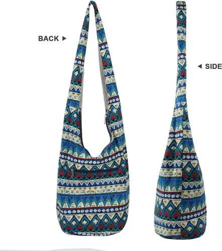 Miniatura 2 de Bolsos cruzados para mujer, de lona, estilo hippie, estilo hobo, bolso de hombro grande, estilo retro, bandolera, hechos a mano