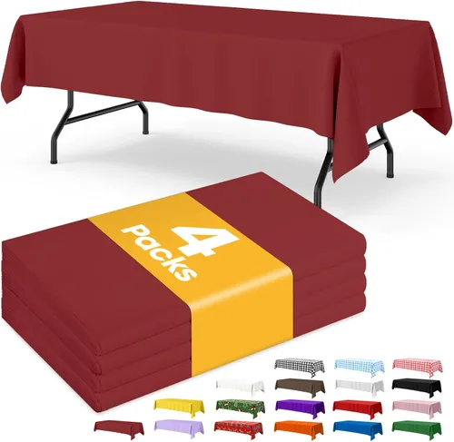 Miniatura 14 de Niuara Mantel de bandera estadounidense, paquete de 4 manteles patrióticos desechables de 54 x 108 pulgadas para mesas de 6 pies, decoraciones del 4
