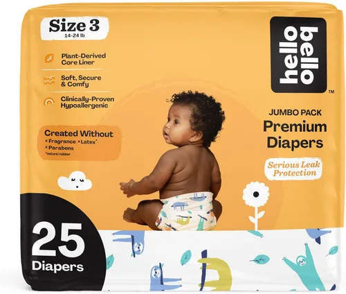 Miniatura 23 de Pañales Hello Bello, talla 4 (22-37 libras) Flower Child, 21 unidades de pañales desechables premium para bebé, hipoalergénicos con sensación suave